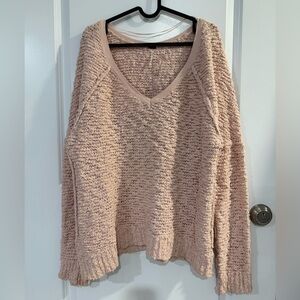 Free People Sweater Women Small Pink Shaggy Bear Songbird Pullover Oversized